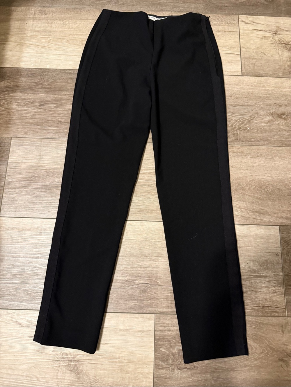 Trina Turk Black Ankle Crop Tuxedo-Stripe Pants
